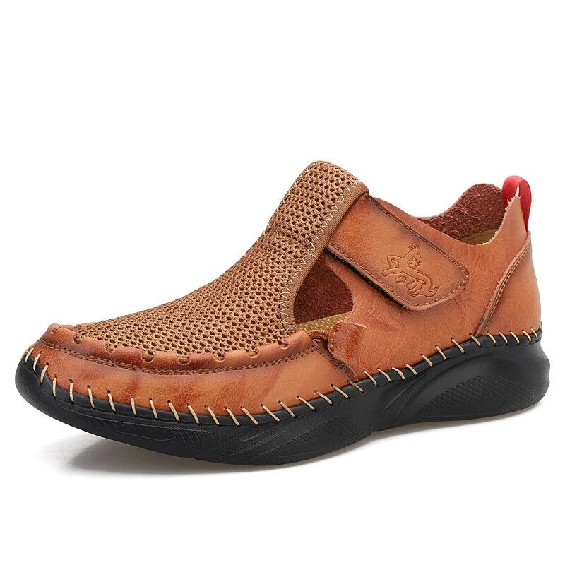 Summer Sandals Leather Men Shoes Mesh Casual Beach Climbing Water Slipper