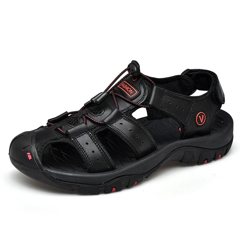 Genuine Leather Mens Casual Sandals Summer Outdoor Beach Roman Walking Slippers