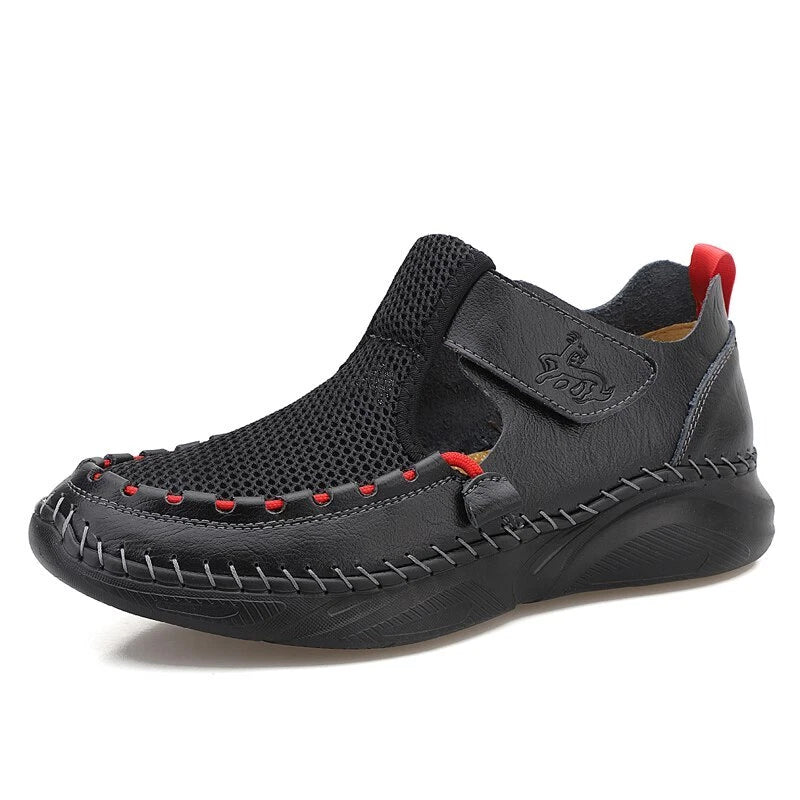 Summer Sandals Leather Men Shoes Mesh Casual Beach Climbing Water Slipper