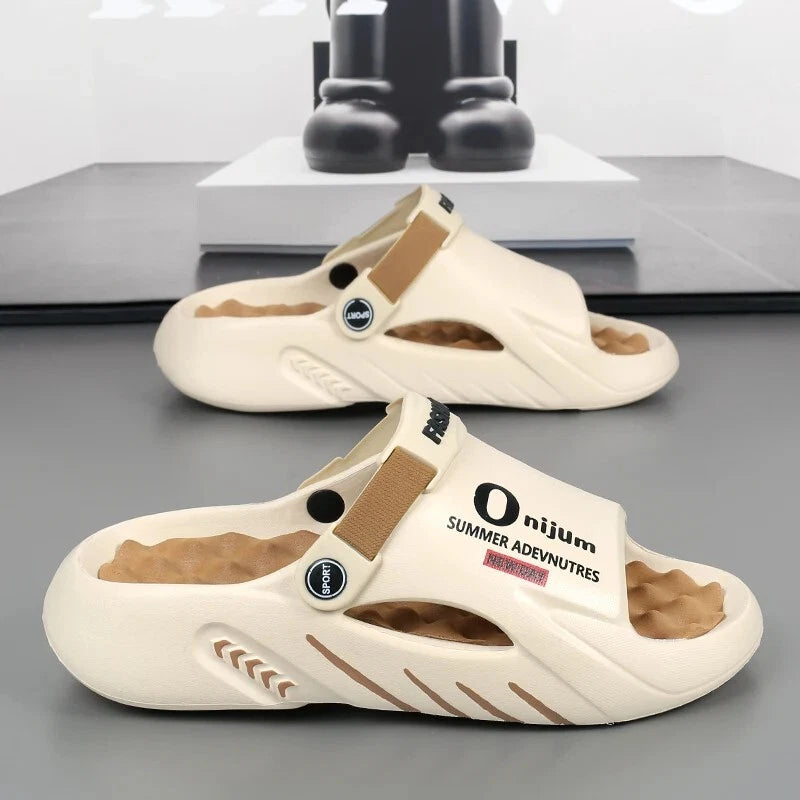 New Men Slippers 2025 Summer Soft-soled Platform Slides Sandals Beach Flip Flops
