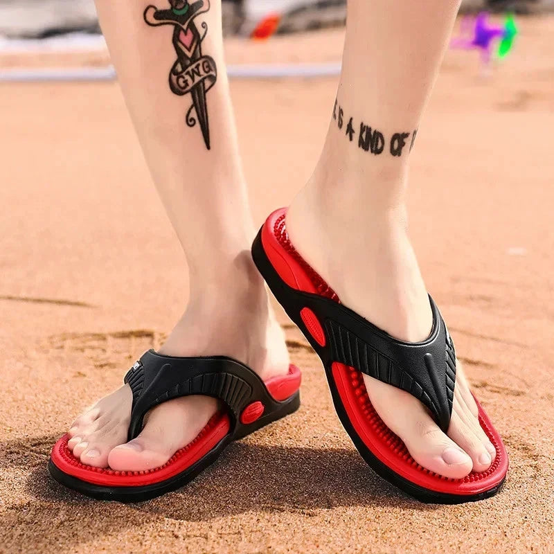 Massage Flip Flops for Men Summer Breathable Beach Shoes Sandals Men Luxury Flip