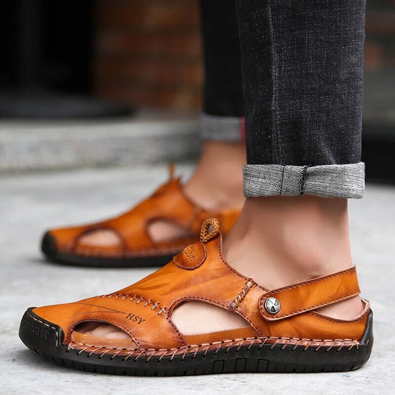 Men's Beach Slippers Slip-on Outdoor Casual Shoes Non-slip Breathable Sandals
