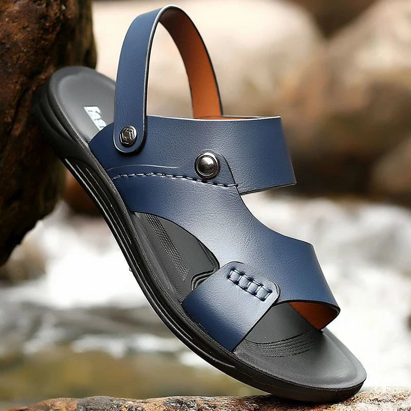 Summer Men Microfiber Leather Sandals Casual Sports Beach Shoes Home Slippers